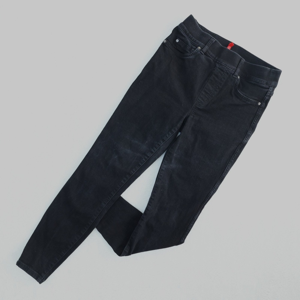 Spanx Ankle Skinny Jeans Women's Small S Black High-Rise Stretch Pull On Shaping